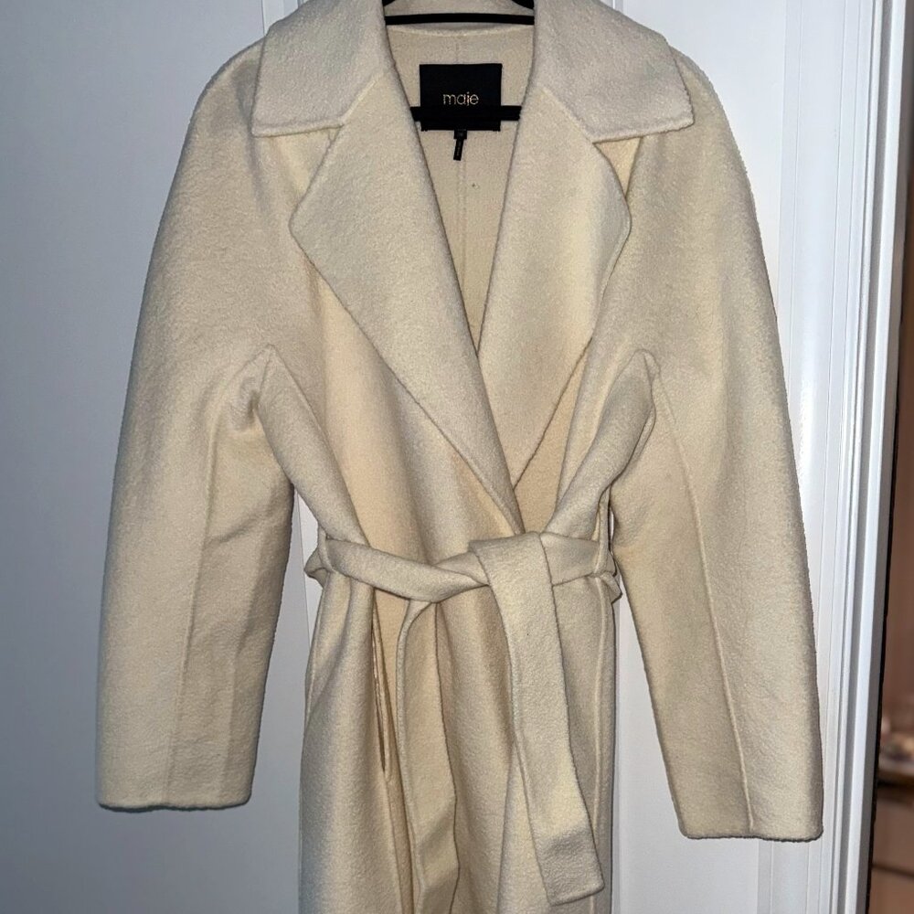 Maje Paris Long Wool Belted Coat – Size 36 (US 4)